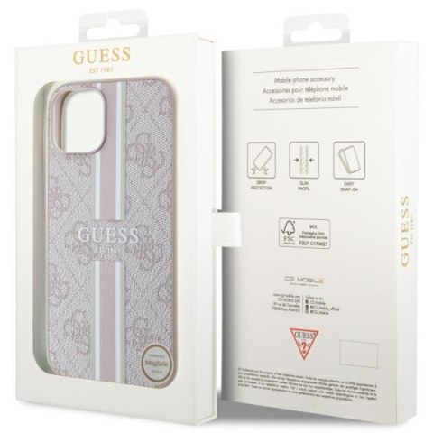Guess nakładka do iPhone 14 6,1" GUHMP14SP4RPSP pink harcase Magsafe 4G Printed Stripes Guess nakładka do iPhone 14 6,1" GUHMP14SP4RPSP pink harcase Magsafe 4G Printed Stripes