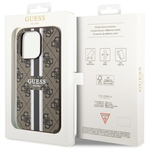 Guess nakładka do iPhone 14 Pro Max 6,7" GUHMP14XP4RPSW brązowa harcase Magsafe 4G Printed Stripes Guess nakładka do iPhone 14 Pro Max 6,7" GUHMP14XP4RPSW brązowa harcase Magsafe 4G Printed Stripes