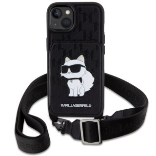 Karl Lagerfeld nakładka do iPhone 14 6,1" KLHCP14SCSAKHPCK czarna hardcase Crossbody Saffiano Mono Choupette NFT
