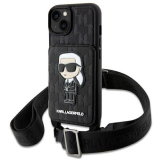 Karl Lagerfeld nakładka do iPhone 14 6,1" KLHCP14SCSAKHPKK czarna hardcase Crossbody Saffiano Mono Ikonik NFT