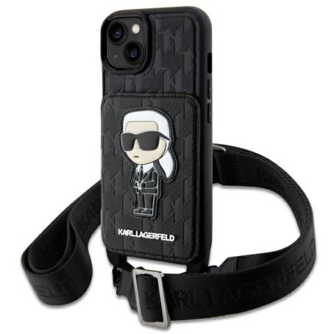 Karl Lagerfeld nakładka do iPhone 14 6,1" KLHCP14SCSAKHPKK czarna hardcase Crossbody Saffiano Mono Ikonik NFT