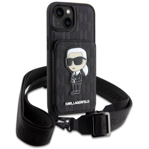 Karl Lagerfeld nakładka do iPhone 14 6,1" KLHCP14SCSAKHPKK czarna hardcase Crossbody Saffiano Mono Ikonik NFT