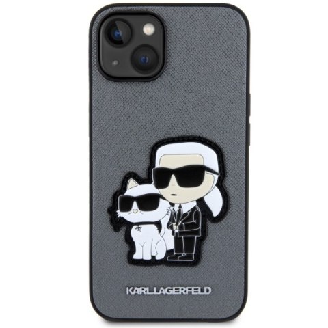 Karl Lagerfeld nakładka do iPhone 14 6,1" KLHCP14SSANKCPG srebrna hardcase Saffiano Patch Karl&Choupette NFT Karl Lagerfeld nakładka do iPhone 14 6,1" KLHCP14SSANKCPG srebrna hardcase Saffiano Patch Karl&Choupette NFT