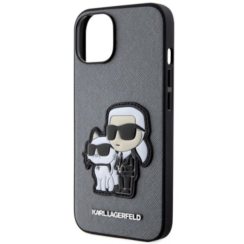 Karl Lagerfeld nakładka do iPhone 14 6,1" KLHCP14SSANKCPG srebrna hardcase Saffiano Patch Karl&Choupette NFT Karl Lagerfeld nakładka do iPhone 14 6,1" KLHCP14SSANKCPG srebrna hardcase Saffiano Patch Karl&Choupette NFT
