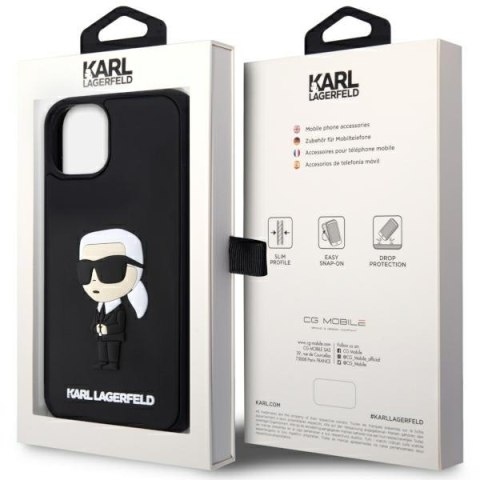 Karl Lagerfeld nakładka do iPhone 14 Plus 6,7" KLHCP14M3DRKINK czarna harcase Saffiano Mono Patch Ikonik NFT