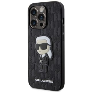 Karl Lagerfeld nakładka do iPhone 14 Pro 6,1" KLHCP14LSAKHPKK czarna harcase Saffiano Mono Patch Ikonik NFT