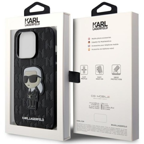 Karl Lagerfeld nakładka do iPhone 14 Pro 6,1" KLHCP14LSAKHPKK czarna harcase Saffiano Mono Patch Ikonik NFT Karl Lagerfeld nakładka do iPhone 14 Pro 6,1" KLHCP14LSAKHPKK czarna harcase Saffiano Mono Patch Ikonik NFT