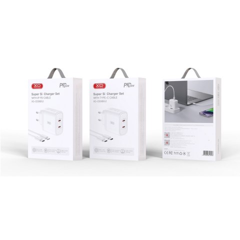 XO ładowarka sieciowa CE08 PD 50W 2x USB-C biała + kabel USB-C - Lightning XO ładowarka sieciowa CE08 PD 50W 2x USB-C biała + kabel USB-C - Lightning