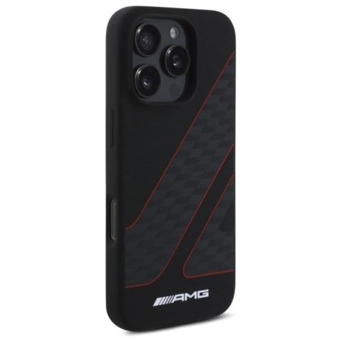Etui AMG Checkered Flag Pattern MagSafe na iPhone 16 Pro - czarne Etui AMG Checkered Flag Pattern MagSafe na iPhone 16 Pro - czarne