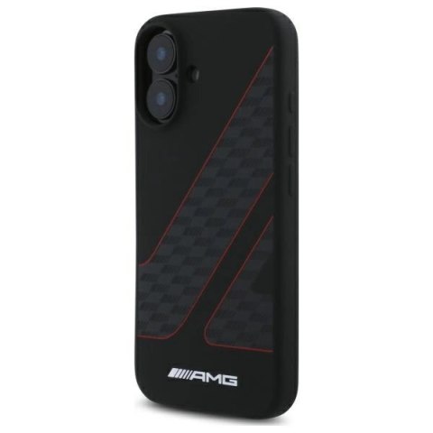 Etui AMG Checkered Flag Pattern MagSafe na iPhone 16 - czarne Etui AMG Checkered Flag Pattern MagSafe na iPhone 16 - czarne