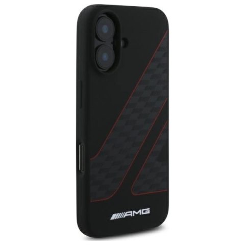 Etui AMG Checkered Flag Pattern MagSafe na iPhone 16 - czarne Etui AMG Checkered Flag Pattern MagSafe na iPhone 16 - czarne