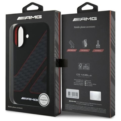 Etui AMG Checkered Flag Pattern MagSafe na iPhone 16 - czarne Etui AMG Checkered Flag Pattern MagSafe na iPhone 16 - czarne