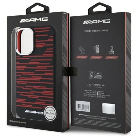 Etui AMG Silicone Graphics MagSafe na iPhone 16 - czarne Etui AMG Silicone Graphics MagSafe na iPhone 16 - czarne