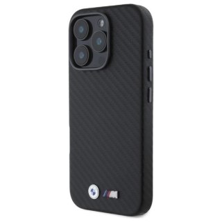 Etui BMW Carbon Wrapped Metal na iPhone 16 Pro Max - czarne
