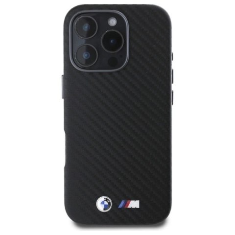 Etui BMW Carbon Wrapped Metal na iPhone 16 Pro Max - czarne Etui BMW Carbon Wrapped Metal na iPhone 16 Pro Max - czarne