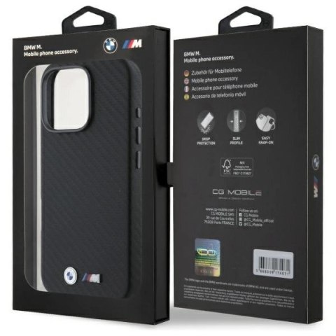 Etui BMW Carbon Wrapped Metal na iPhone 16 Pro Max - czarne Etui BMW Carbon Wrapped Metal na iPhone 16 Pro Max - czarne