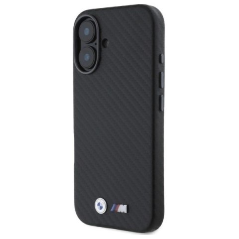 Etui BMW Carbon Wrapped Metal na iPhone 16 - czarne Etui BMW Carbon Wrapped Metal na iPhone 16 - czarne