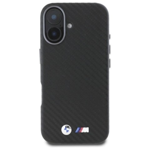 Etui BMW Carbon Wrapped Metal na iPhone 16 - czarne Etui BMW Carbon Wrapped Metal na iPhone 16 - czarne