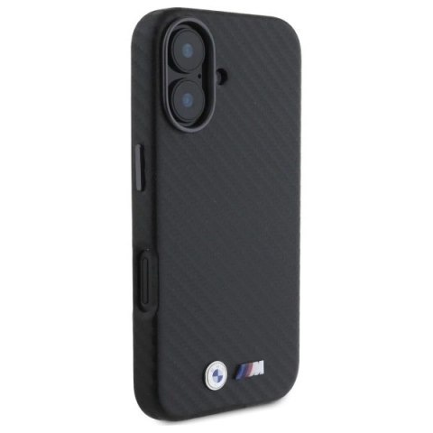 Etui BMW Carbon Wrapped Metal na iPhone 16 - czarne Etui BMW Carbon Wrapped Metal na iPhone 16 - czarne