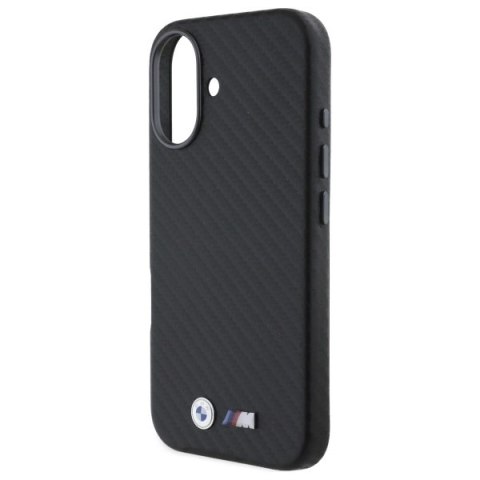Etui BMW Carbon Wrapped Metal na iPhone 16 - czarne Etui BMW Carbon Wrapped Metal na iPhone 16 - czarne