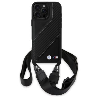 Etui BMW M Edition Carbon Stripe & Strap na iPhone 16 Pro Max - czarne