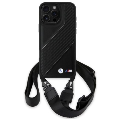 Etui BMW M Edition Carbon Stripe & Strap na iPhone 16 Pro Max - czarne Etui BMW M Edition Carbon Stripe & Strap na iPhone 16 Pro Max - czarne