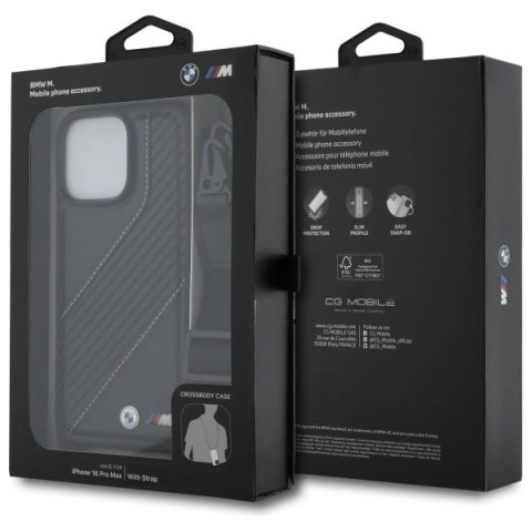 Etui BMW M Edition Carbon Stripe & Strap na iPhone 16 Pro Max - czarne Etui BMW M Edition Carbon Stripe & Strap na iPhone 16 Pro Max - czarne