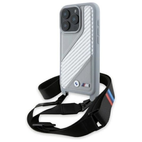 Etui BMW M Edition Carbon Stripe & Strap na iPhone 16 Pro Max - szare Etui BMW M Edition Carbon Stripe & Strap na iPhone 16 Pro Max - szare