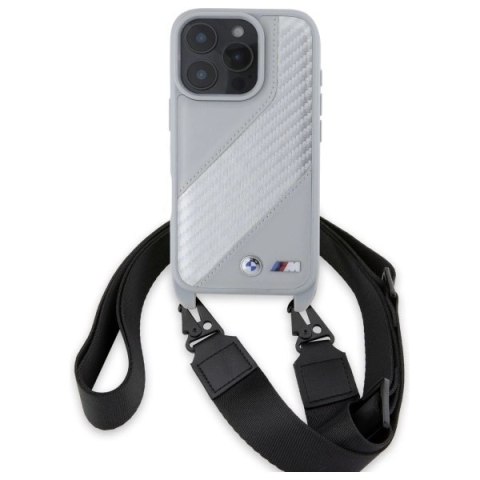 Etui BMW M Edition Carbon Stripe & Strap na iPhone 16 Pro Max - szare Etui BMW M Edition Carbon Stripe & Strap na iPhone 16 Pro Max - szare