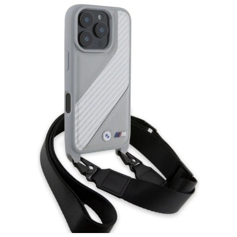 Etui BMW M Edition Carbon Stripe & Strap na iPhone 16 Pro Max - szare Etui BMW M Edition Carbon Stripe & Strap na iPhone 16 Pro Max - szare