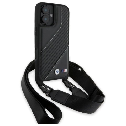 Etui BMW M Edition Carbon Stripe & Strap na iPhone 16 - czarne Etui BMW M Edition Carbon Stripe & Strap na iPhone 16 - czarne