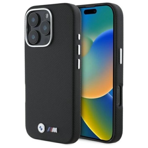 Etui BMW M Edition Kevlar wrapped metal na iPhone 16 Pro - czarne Etui BMW M Edition Kevlar wrapped metal na iPhone 16 Pro - czarne