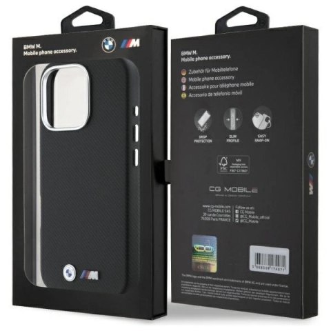 Etui BMW M Edition Kevlar wrapped metal na iPhone 16 Pro - czarne Etui BMW M Edition Kevlar wrapped metal na iPhone 16 Pro - czarne