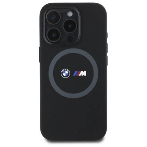 Etui BMW M Silicone Printed Ring MagSafe na iPhone 16 Pro Max - czarne