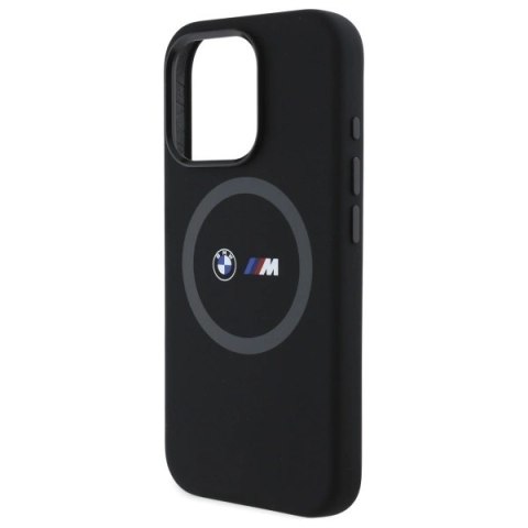 Etui BMW M Silicone Printed Ring MagSafe na iPhone 16 Pro - czarne Etui BMW M Silicone Printed Ring MagSafe na iPhone 16 Pro - czarne