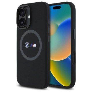 Etui BMW M Silicone Printed Ring MagSafe na iPhone 16 - czarne