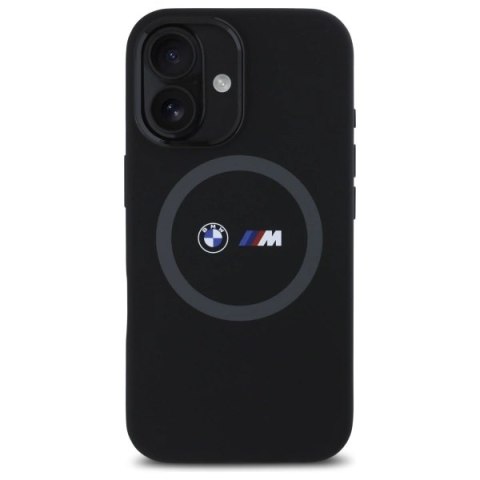 Etui BMW M Silicone Printed Ring MagSafe na iPhone 16 - czarne