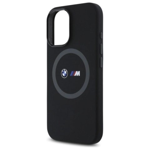 Etui BMW M Silicone Printed Ring MagSafe na iPhone 16 - czarne