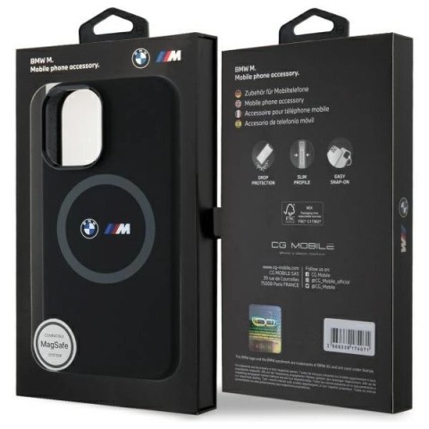 Etui BMW M Silicone Printed Ring MagSafe na iPhone 16 - czarne