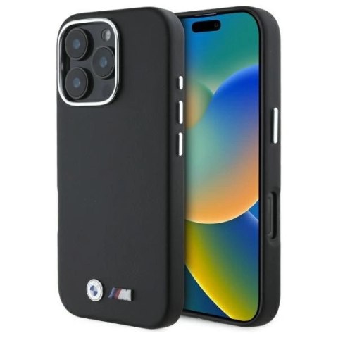 Etui BMW M Smooth Full Wrapped Metal MagSafe na iPhone 16 Pro - czarne Etui BMW M Smooth Full Wrapped Metal MagSafe na iPhone 16 Pro - czarne