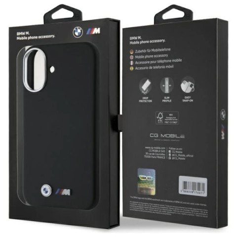 Etui BMW M Smooth Full Wrapped Metal MagSafe na iPhone 16 - czarne