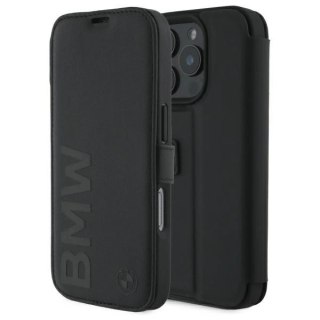 Etui BMW Signature Leather Wordmark na iPhone 16 Pro - czarne