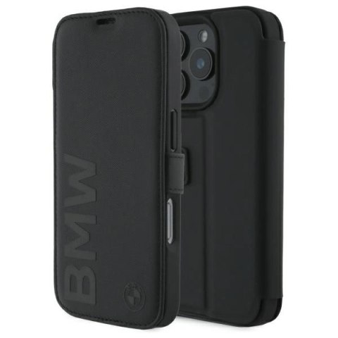 Etui BMW Signature Leather Wordmark na iPhone 16 Pro - czarne