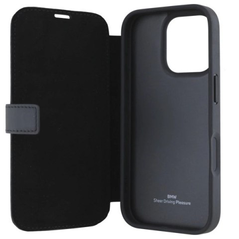 Etui BMW Signature Leather Wordmark na iPhone 16 Pro - czarne