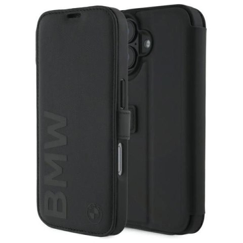 Etui BMW Signature Leather Wordmark na iPhone 16 - czarne Etui BMW Signature Leather Wordmark na iPhone 16 - czarne