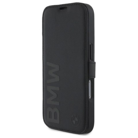 Etui BMW Signature Leather Wordmark na iPhone 16 - czarne Etui BMW Signature Leather Wordmark na iPhone 16 - czarne