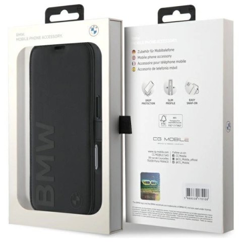 Etui BMW Signature Leather Wordmark na iPhone 16 - czarne Etui BMW Signature Leather Wordmark na iPhone 16 - czarne