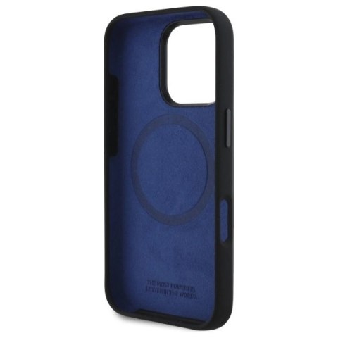 Etui BMW Silicone Hexagon Blue Line MagSafe na iPhone 16 Pro - czarne Etui BMW Silicone Hexagon Blue Line MagSafe na iPhone 16 Pro - czarne