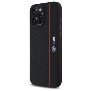 Etui BMW Silicone Hexagon Red Line MagSafe na iPhone 16 Pro Max - czarne