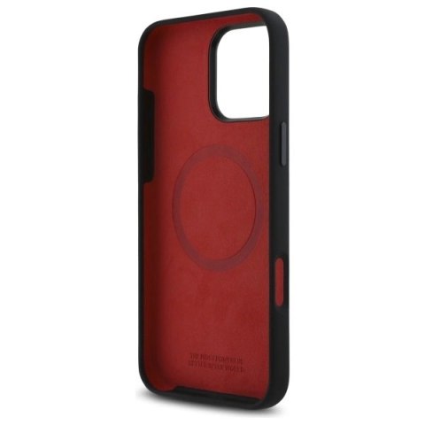 Etui BMW Silicone Hexagon Red Line MagSafe na iPhone 16 Pro Max - czarne Etui BMW Silicone Hexagon Red Line MagSafe na iPhone 16 Pro Max - czarne